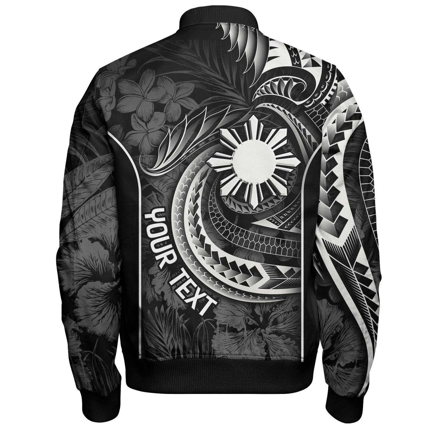Philippines Filipinos Custom Personalised Bomber Jacket Sun Tribal Patterns Tropical Flowers Curve Style