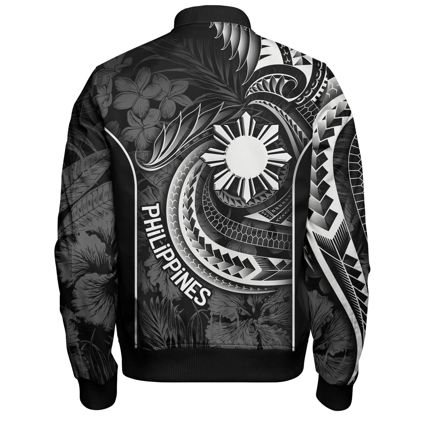 Philippines Filipinos Custom Personalised Bomber Jacket Sun Tribal Patterns Tropical Flowers Curve Style