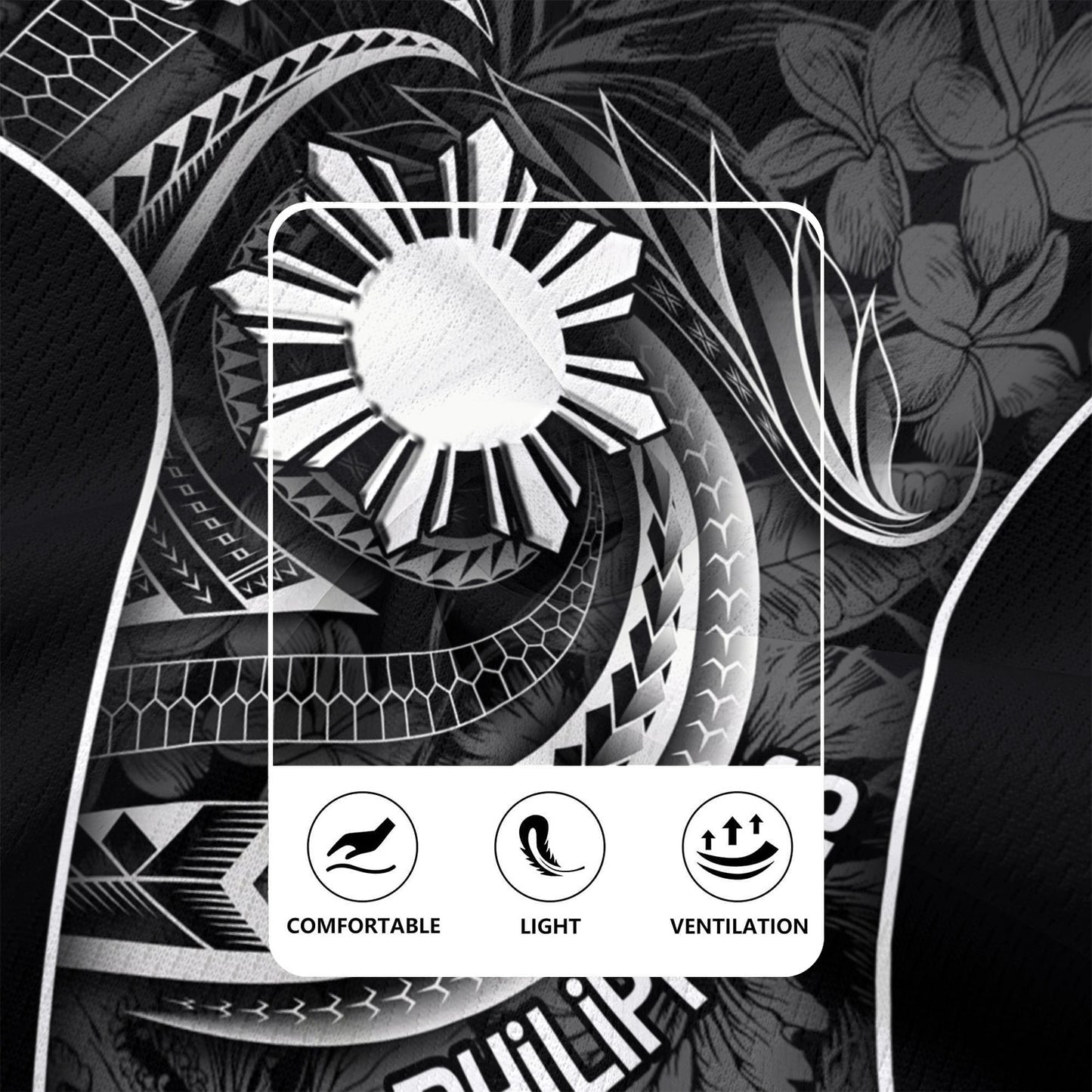 Philippines Filipinos Custom Personalised Rugby Jersey Sun Tribal Patterns Tropical Flowers Curve Style