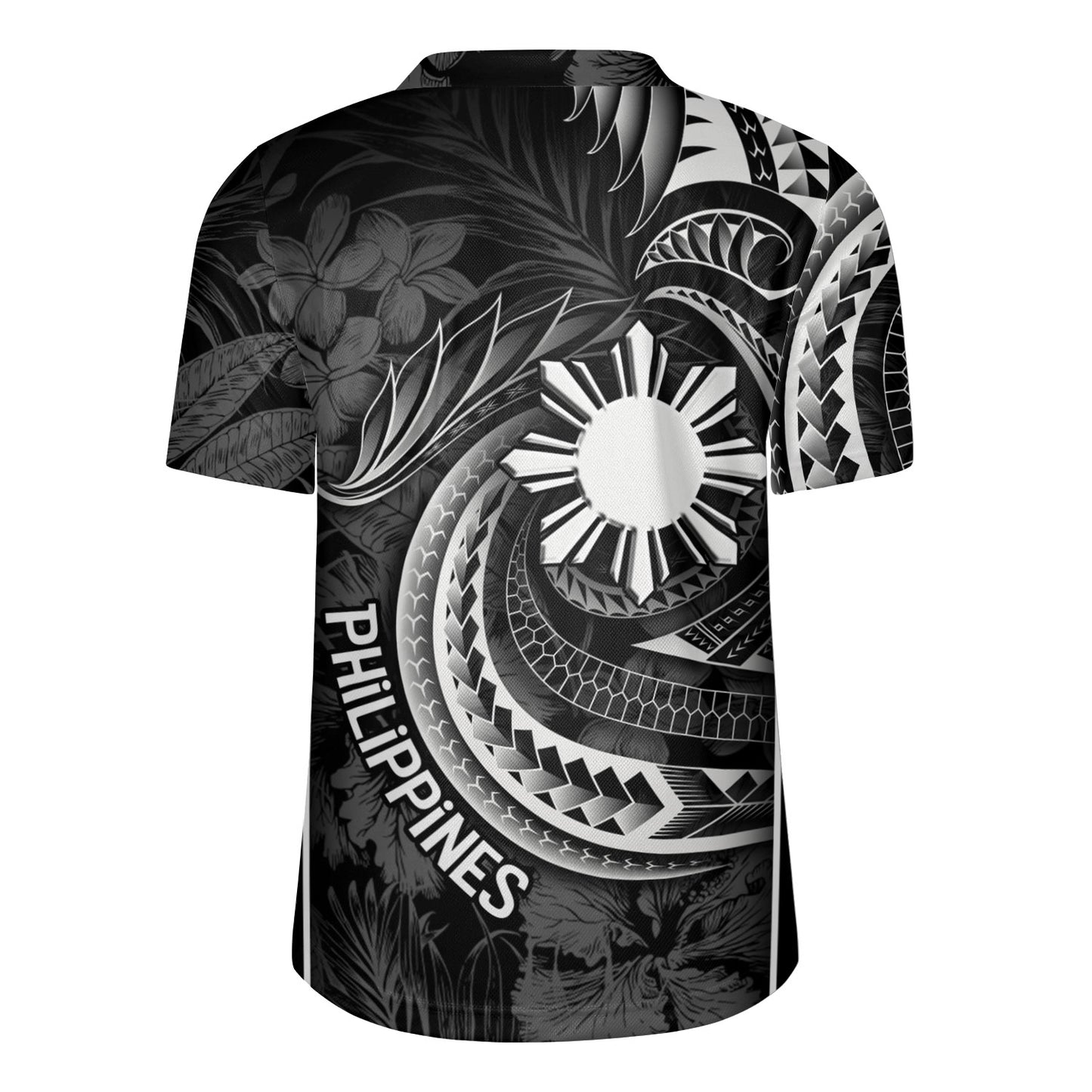 Philippines Filipinos Custom Personalised Rugby Jersey Sun Tribal Patterns Tropical Flowers Curve Style