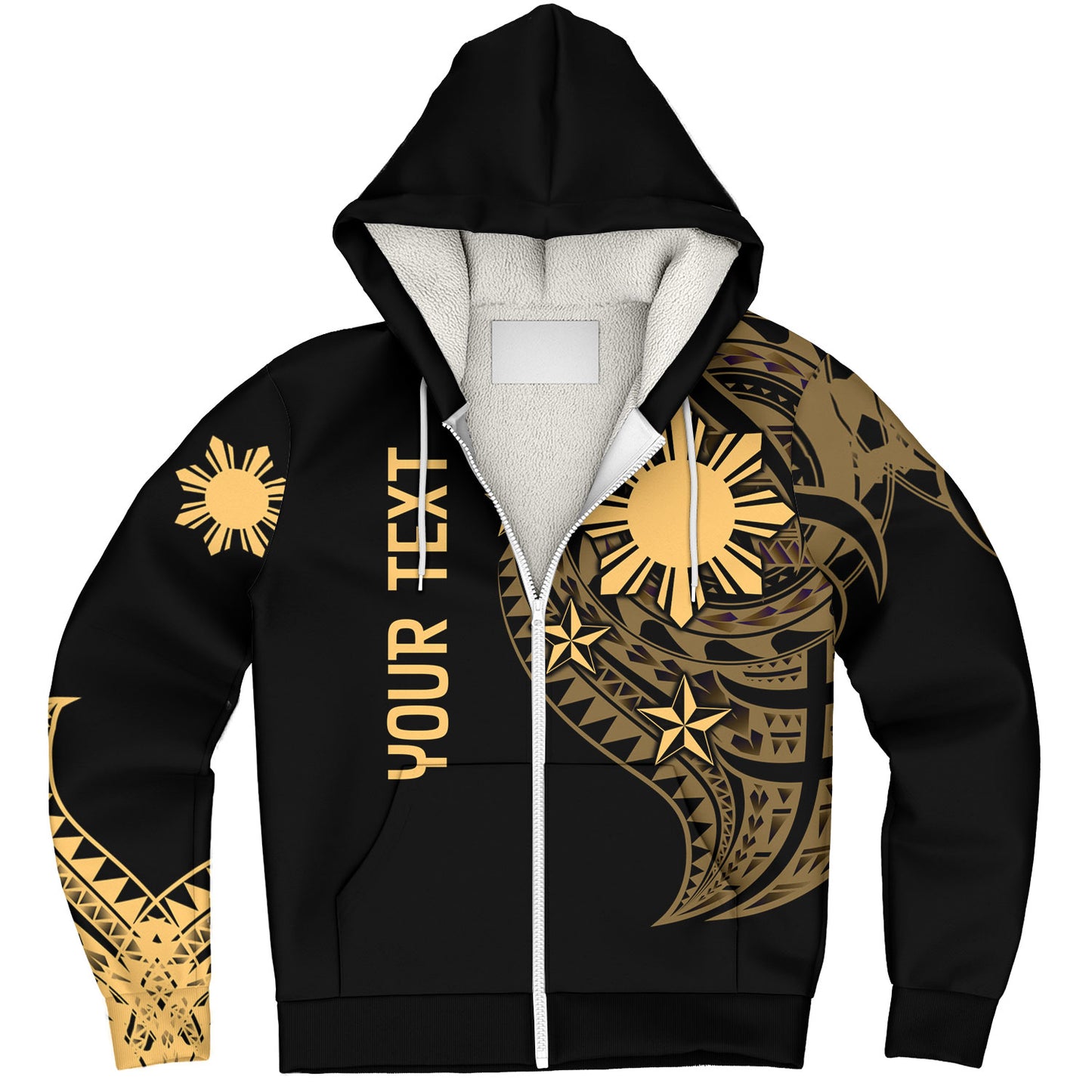 Philippines Filipinos Custom Personalised Sherpa Hoodie Tatau Gold Pattern