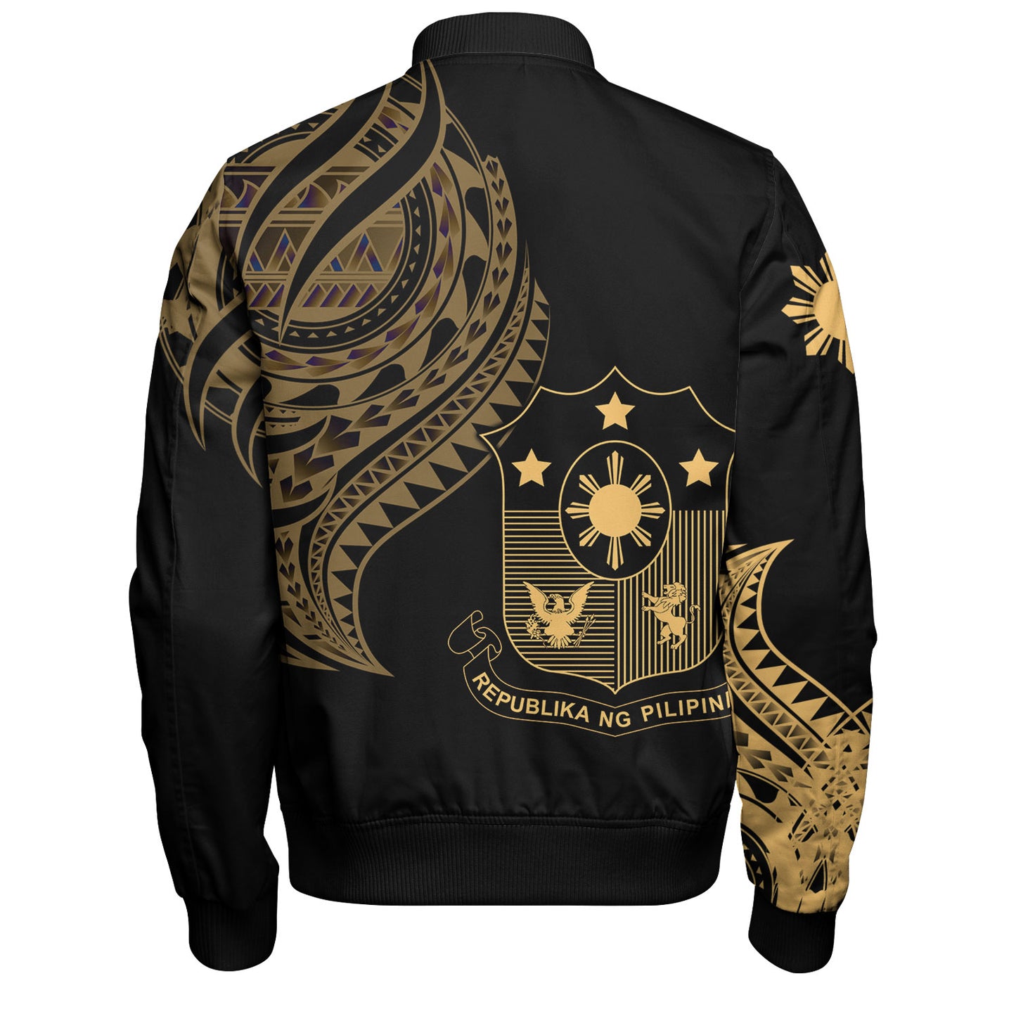 Philippines Filipinos Custom Personalised Bomber Jacket Tatau Gold Pattern