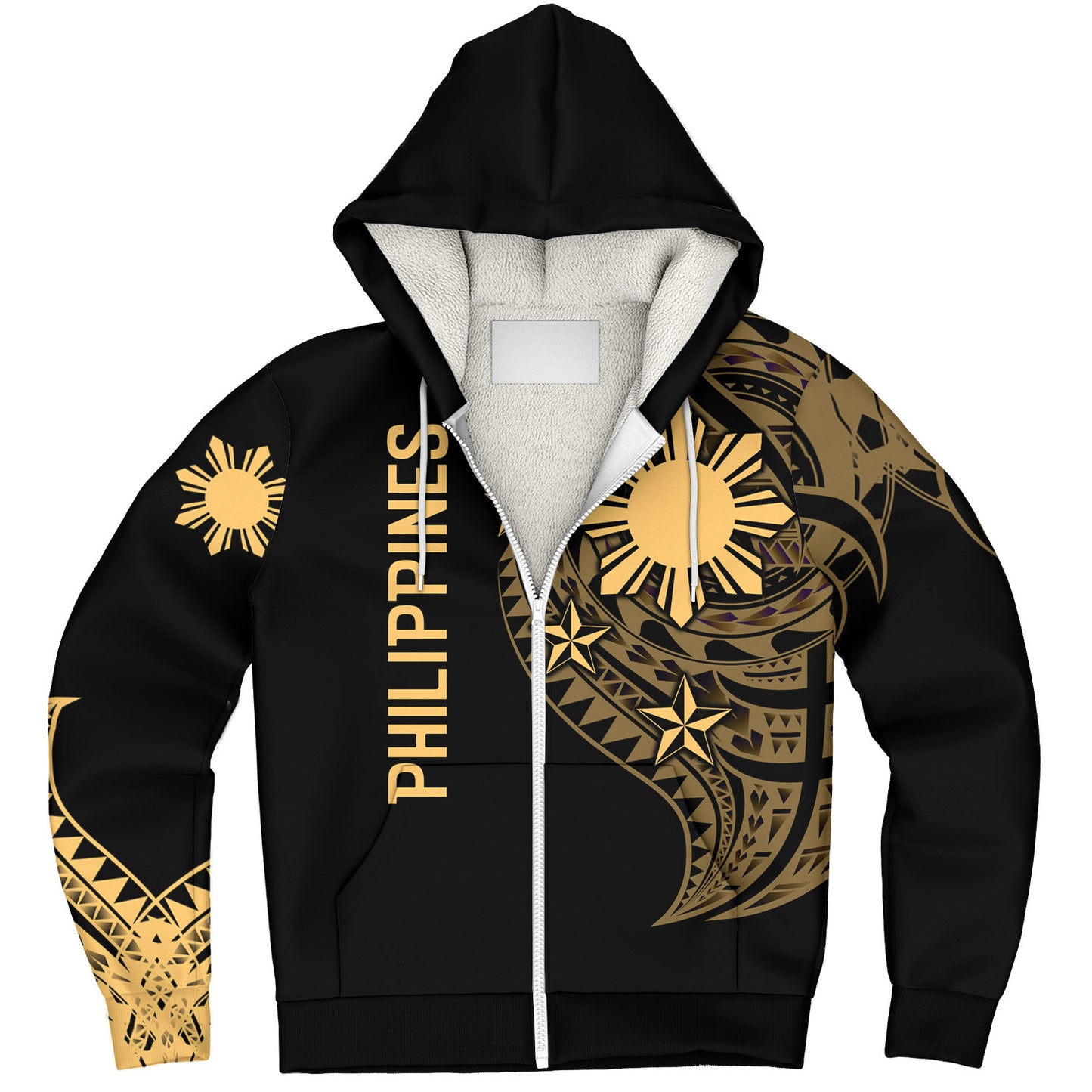 Philippines Filipinos Custom Personalised Sherpa Hoodie Tatau Gold Pattern