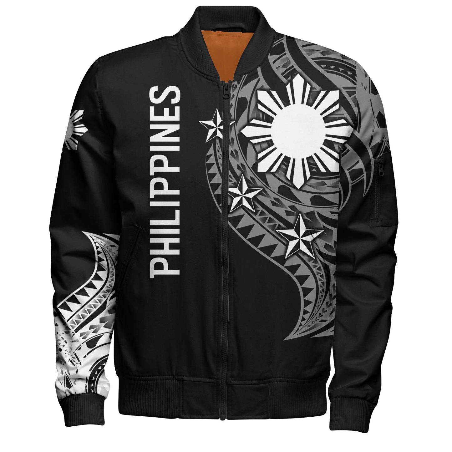 Philippines Filipinos Custom Personalised Bomber Jacket Tatau White Pattern