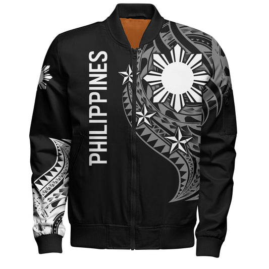Philippines Filipinos Custom Personalised Bomber Jacket Tatau White Pattern