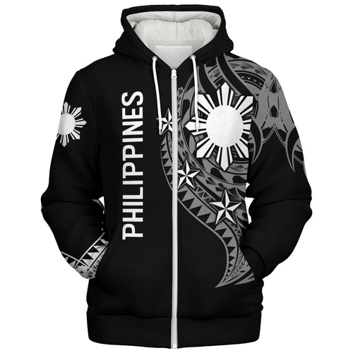Philippines Filipinos Custom Personalised Sherpa Hoodie Tatau White Pattern