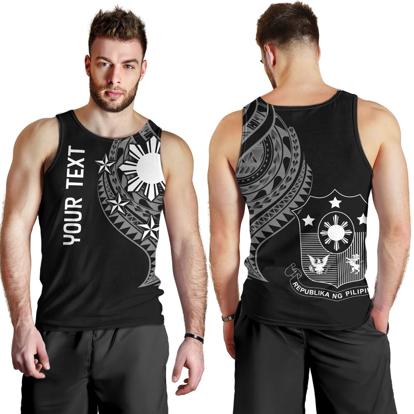 Philippines Filipinos Custom Personalised Tank Top Tatau White Pattern