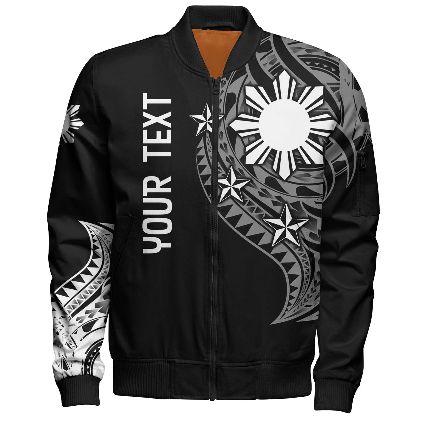 Philippines Filipinos Custom Personalised Bomber Jacket Tatau White Pattern