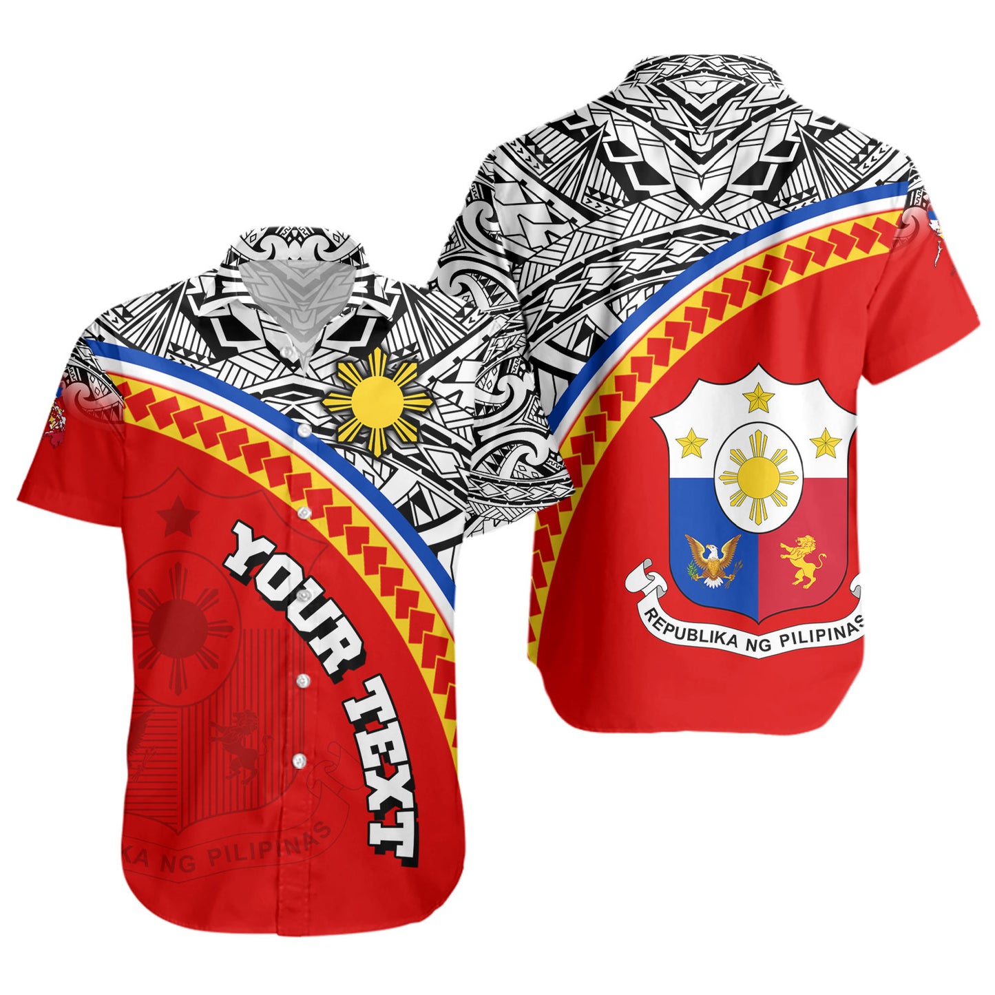 Philippines Filipinos Custom Personalised Short Sleeve Shirt Tribal Patterns Curve Style