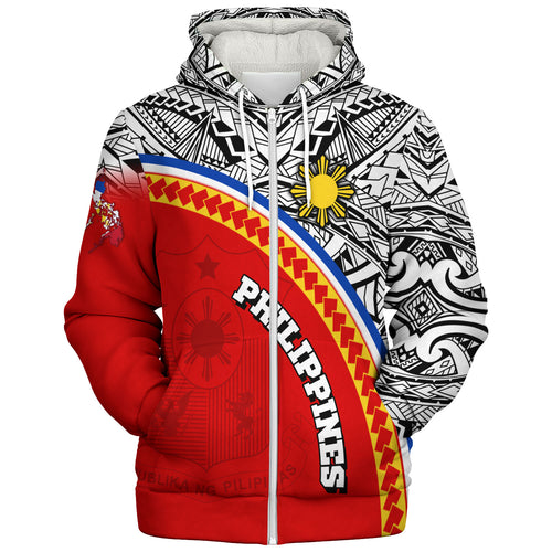 Philippines Filipinos Custom Personalised Sherpa Hoodie Tribal Patterns Curve Style