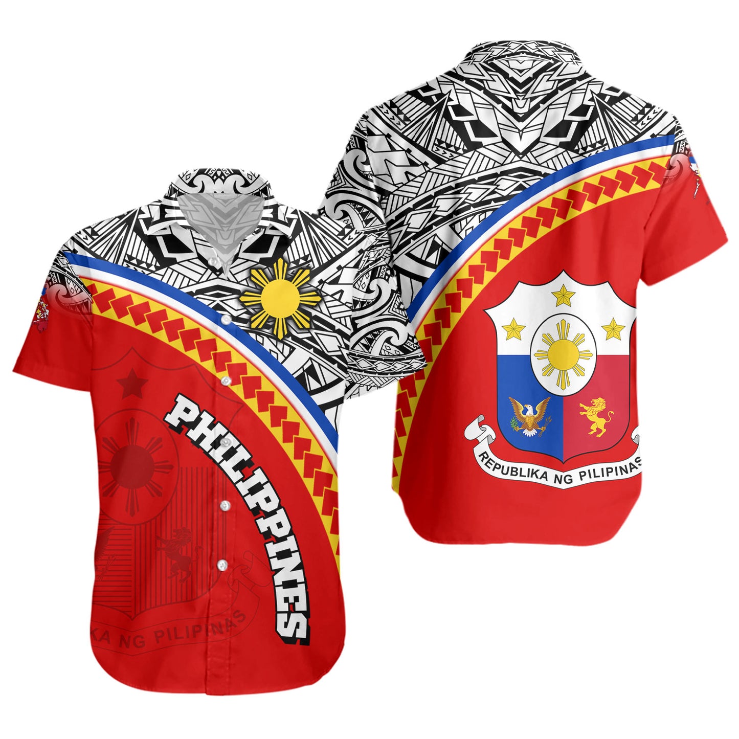 Philippines Filipinos Custom Personalised Short Sleeve Shirt Tribal Patterns Curve Style