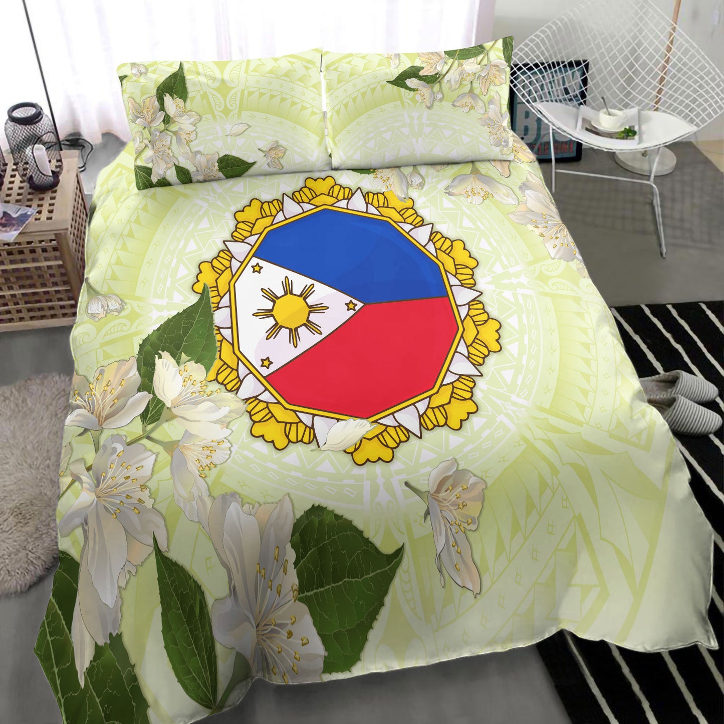 Philippines Filipino Bedding Set Filipino Sun And Jasmine Flowers