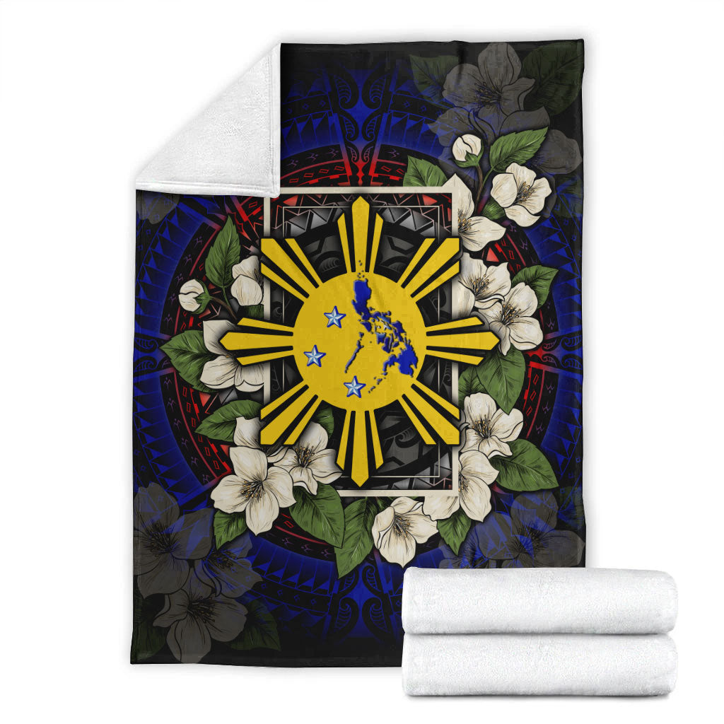 Philippines Filipino Blanket Sun And Map Jasmine Flowers Vintage Style
