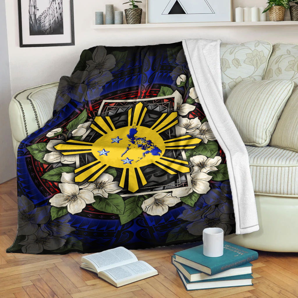 Philippines Filipino Blanket Sun And Map Jasmine Flowers Vintage Style