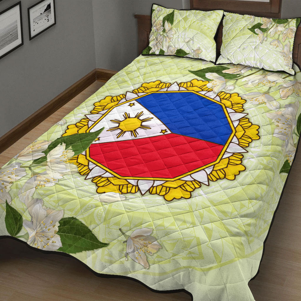Philippines Filipino Quilt Bed Set Filipino Sun And Jasmine Flowers