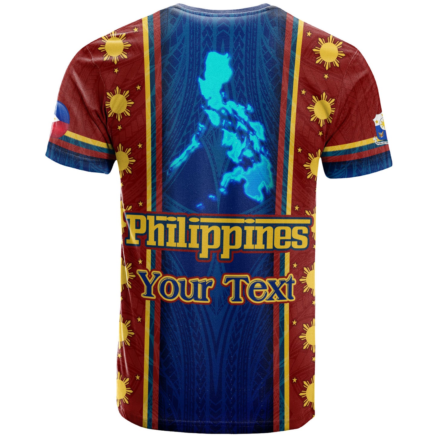 Philippines Filipinos Custom Personalised T-Shirt Tribal Sun Traditional Patterns