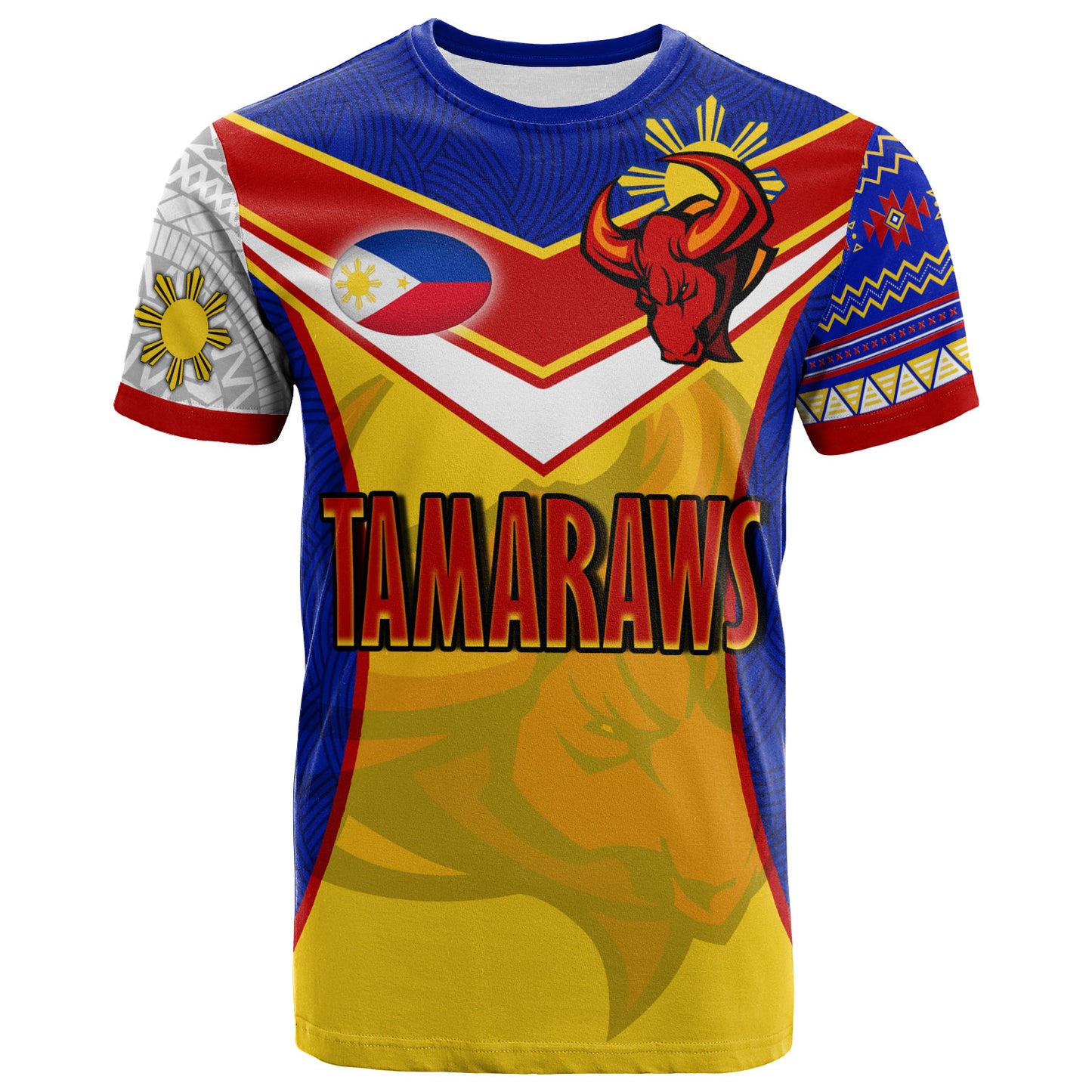 Philippines Filipinos T-Shirt Tamaraws Mascot With Flag