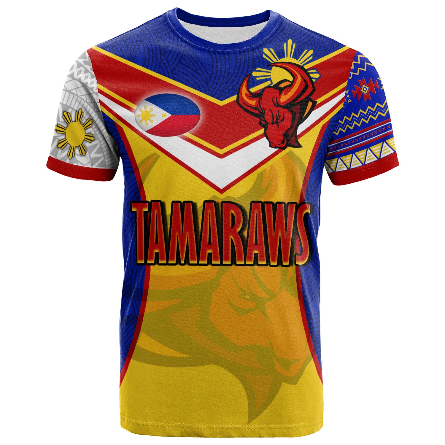 Philippines Filipinos T-Shirt Tamaraws Mascot With Flag