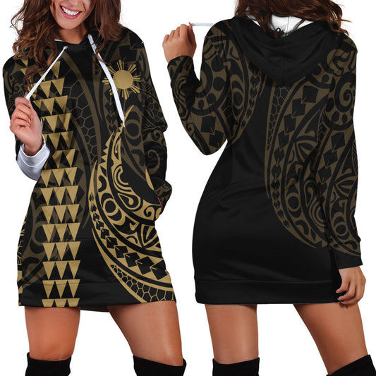 Philippines Filipinos Hoodie Dress Kakau Style Gold