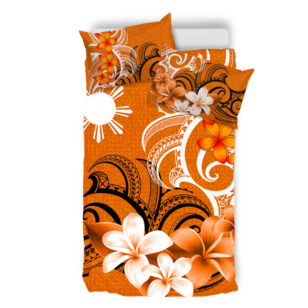 Philippines Filipinos Bedding Set Polynesian Floral Spirit Orange
