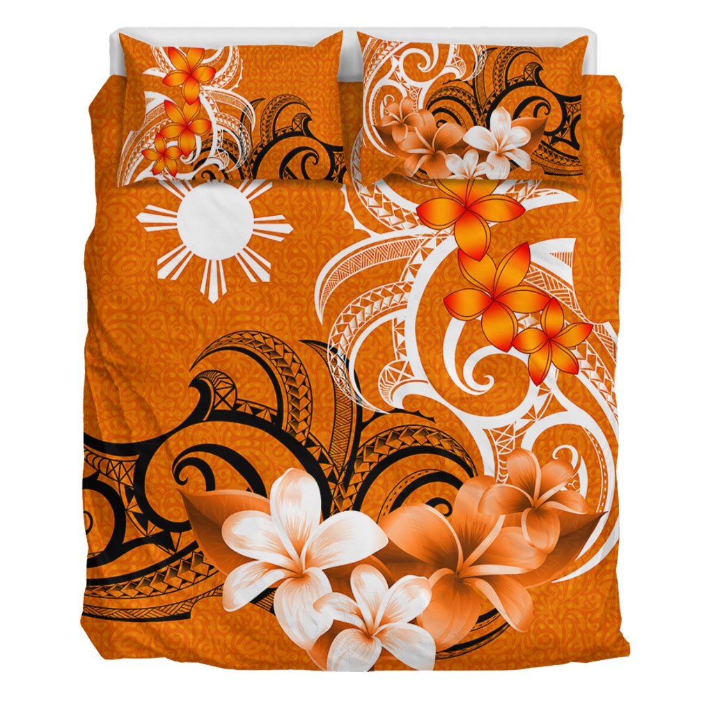 Philippines Filipinos Bedding Set Polynesian Floral Spirit Orange