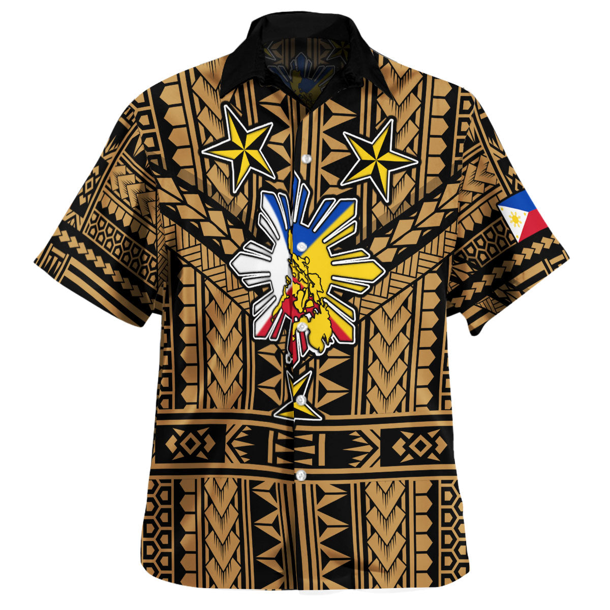 Philippines Hawaiian Shirt - Filipino Sun And Stars Tribal Tattoo Patterns Style