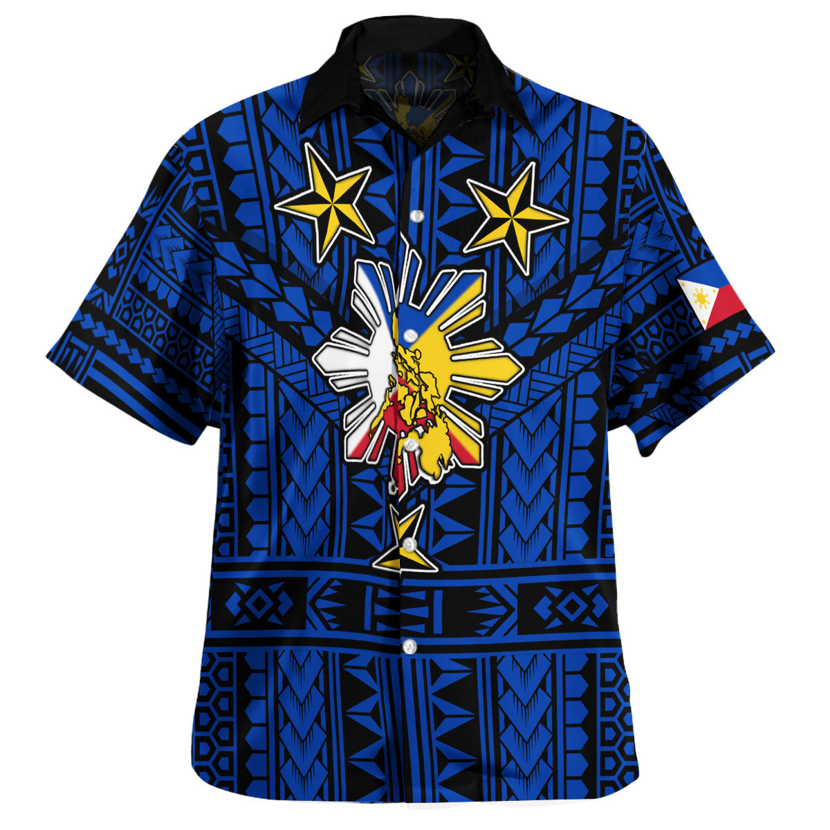 Philippines Hawaiian Shirt - Filipino Sun And Stars Tribal Tattoo Patterns Style