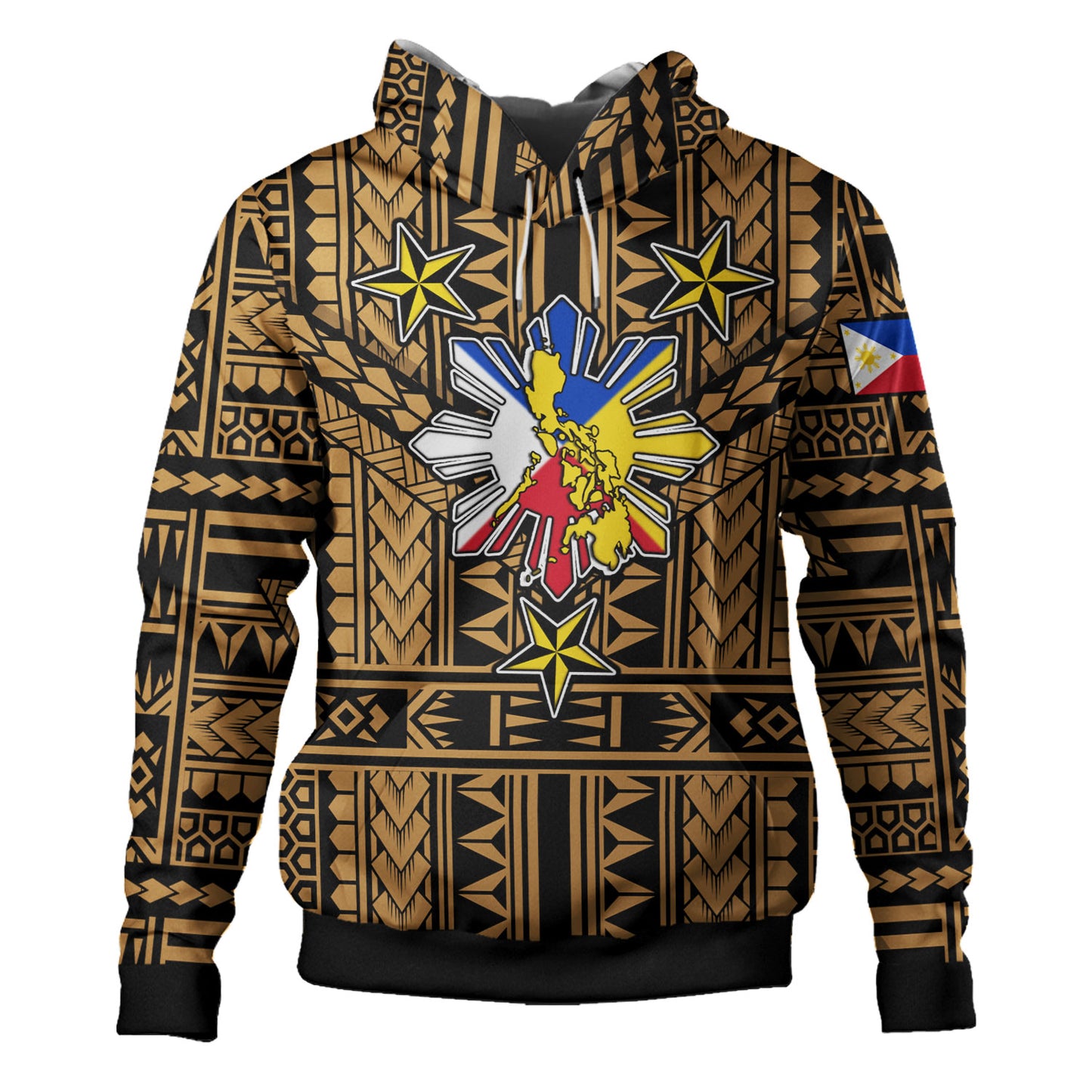 Philippines Hoodie - Filipino Sun And Stars Tribal Tattoo Patterns Style