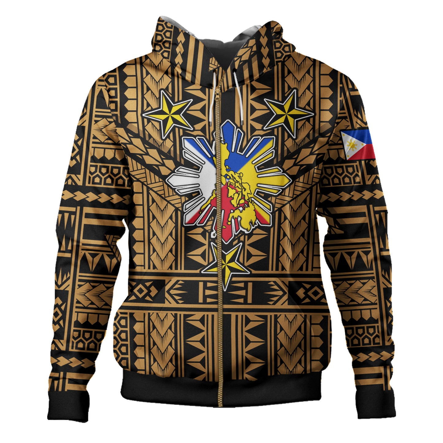 Philippines Hoodie - Filipino Sun And Stars Tribal Tattoo Patterns Style