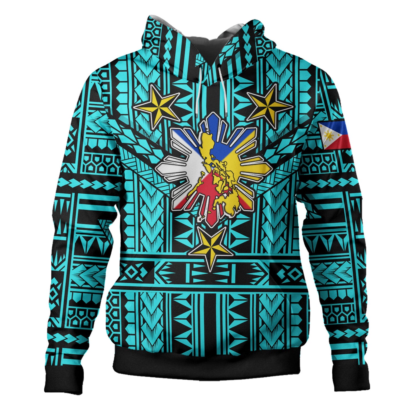 Philippines Hoodie - Filipino Sun And Stars Tribal Tattoo Patterns Style