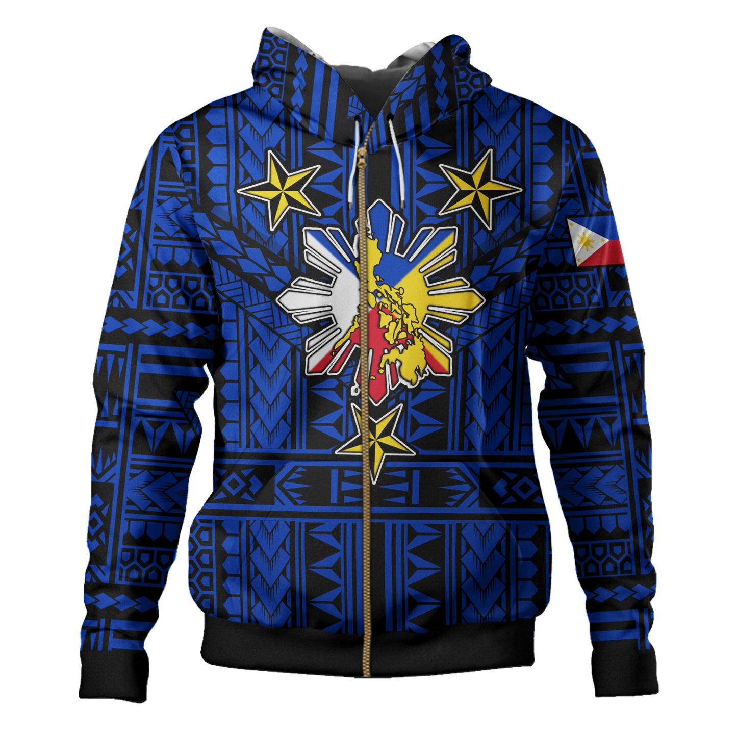 Philippines Hoodie - Filipino Sun And Stars Tribal Tattoo Patterns Style