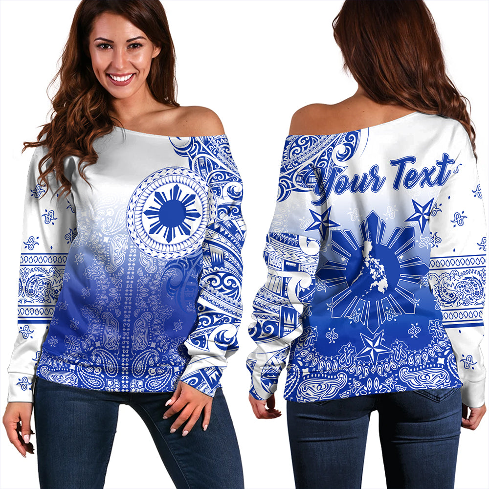 Philippines Off Shoulder Sweatshirt Custom Pattern With Paisley Style