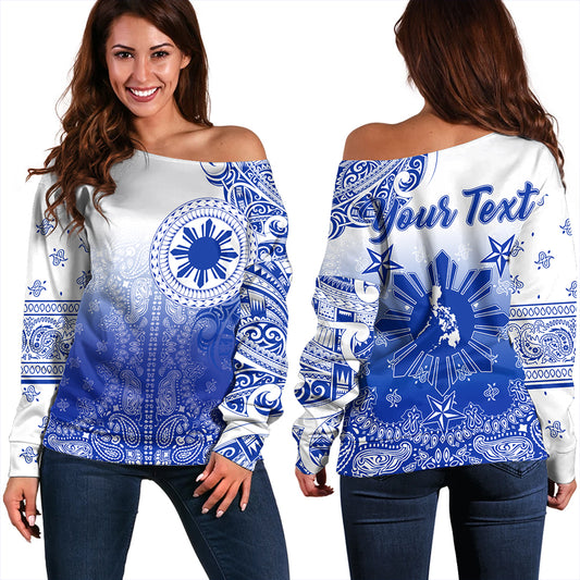 Philippines Off Shoulder Sweatshirt Custom Pattern With Paisley Style