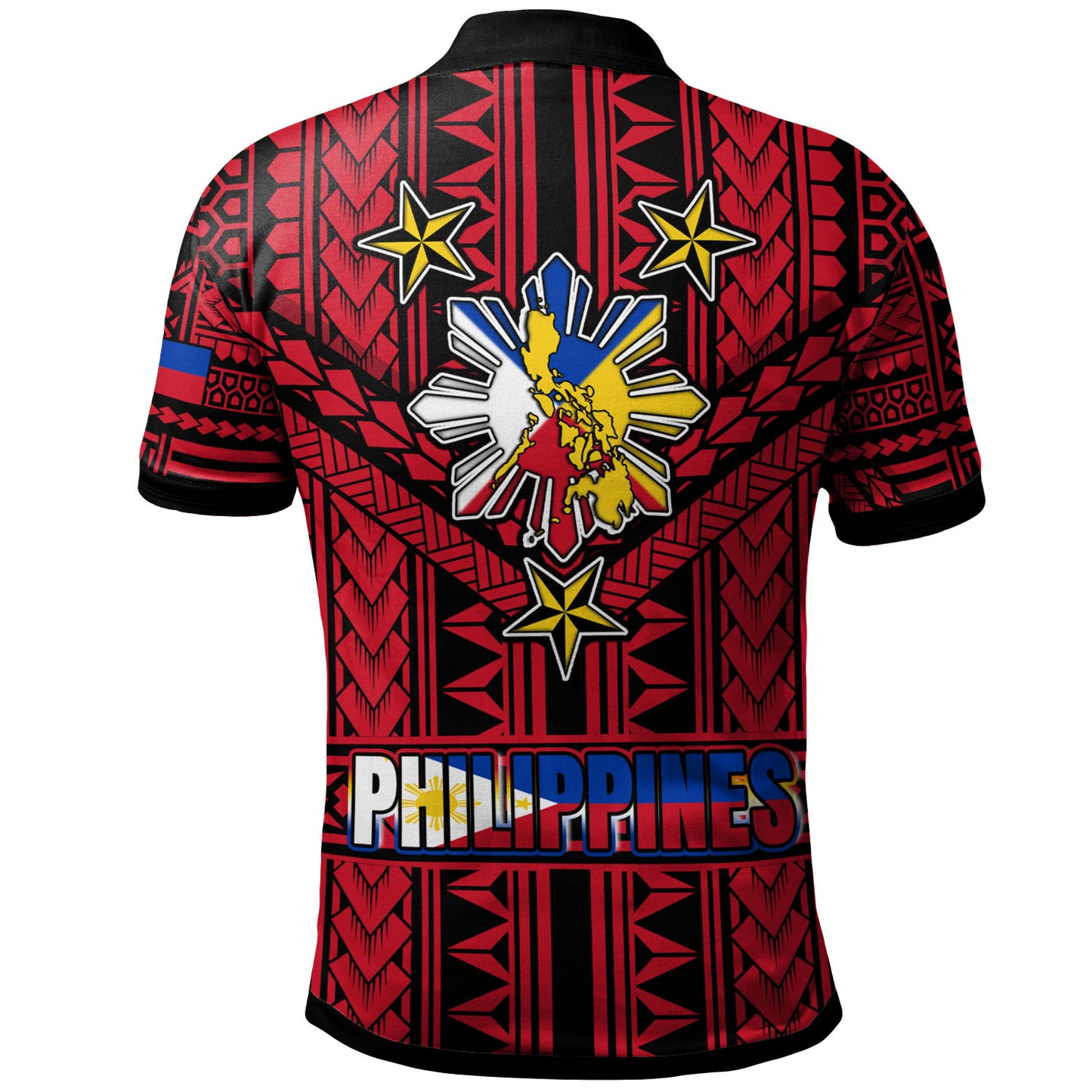 Philippines Polo Shirt - Filipino Sun And Stars Tribal Tattoo Patterns Style