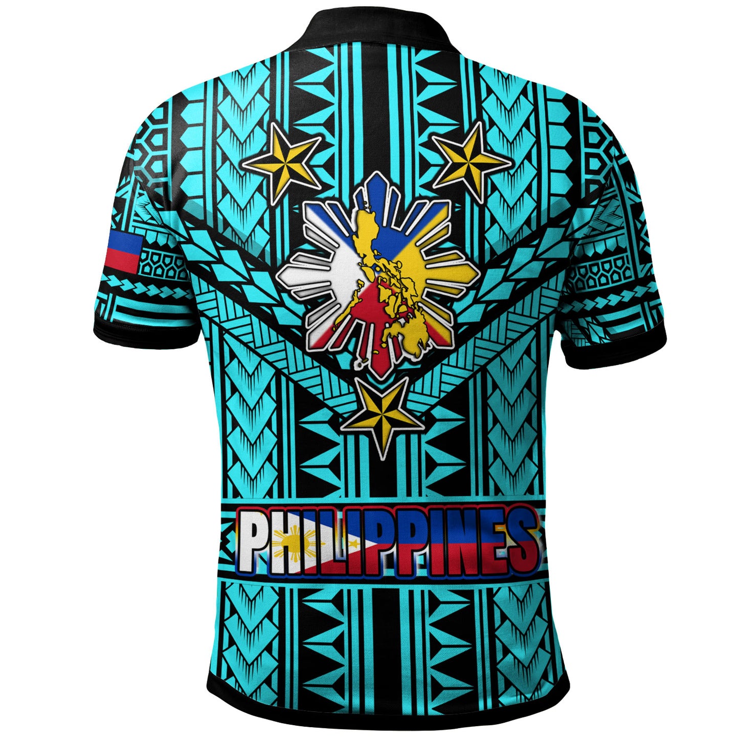 Philippines Polo Shirt - Filipino Sun And Stars Tribal Tattoo Patterns Style