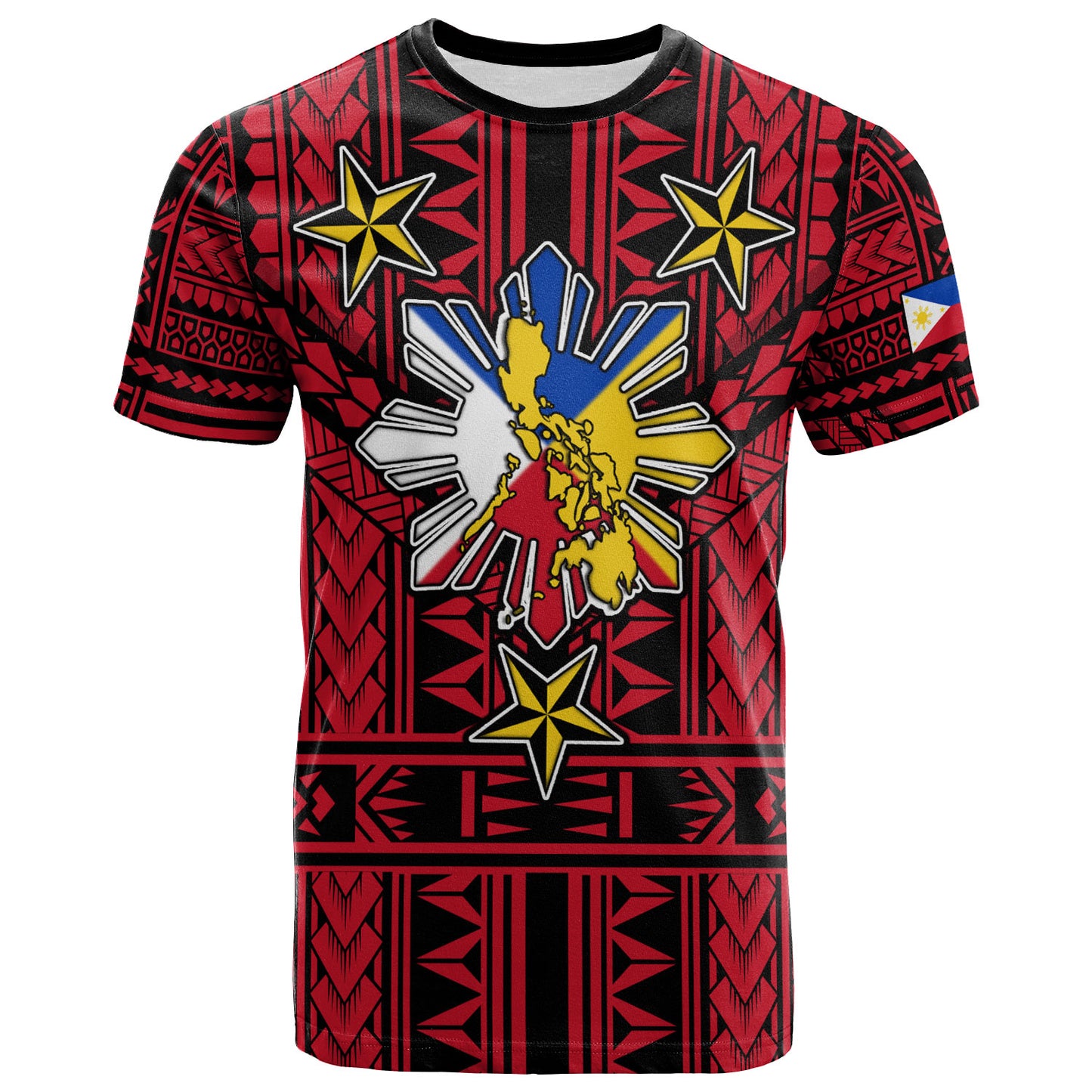 Philippines T-Shirt - Filipino Sun And Stars Tribal Tattoo Patterns Style