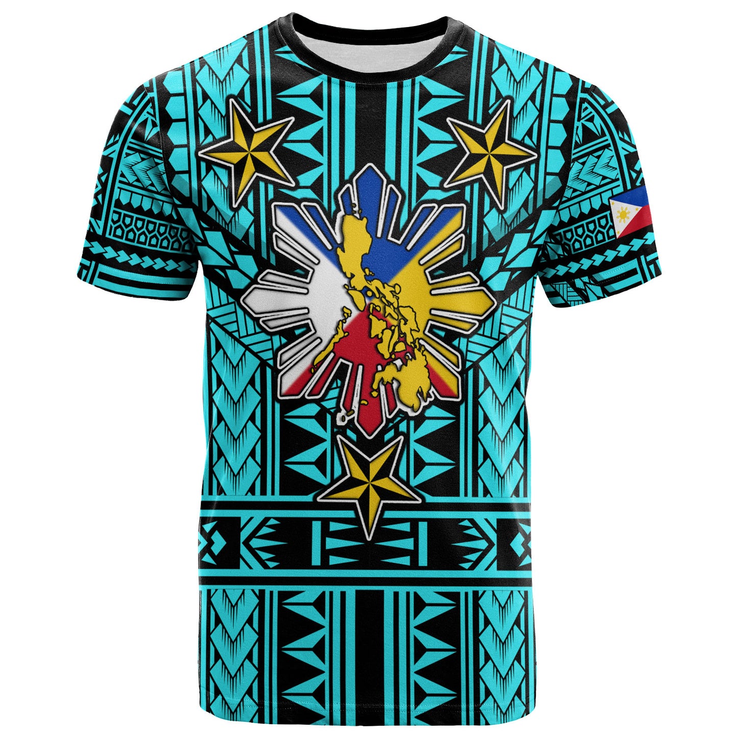 Philippines T-Shirt - Filipino Sun And Stars Tribal Tattoo Patterns Style