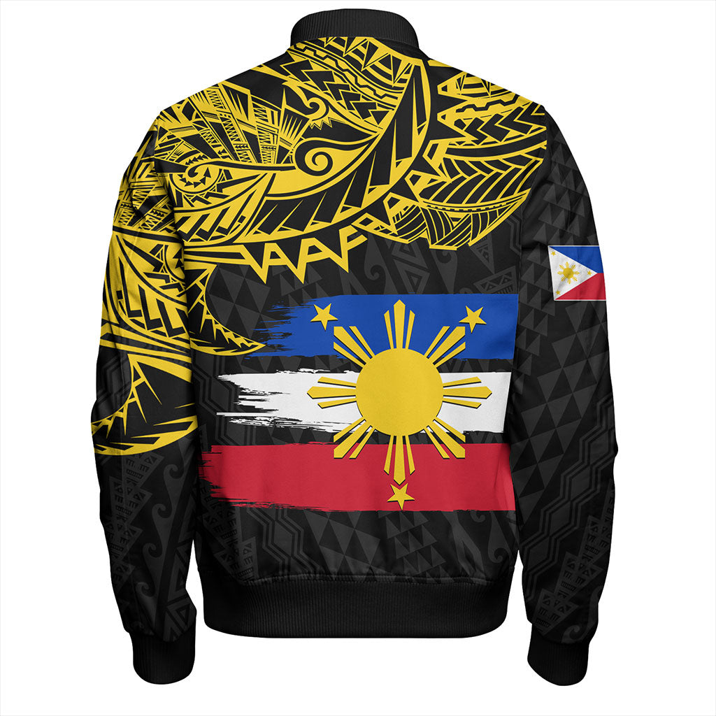 Philippines Filipinos Bomber Jacket Tribal Polynesian Grunge Flag