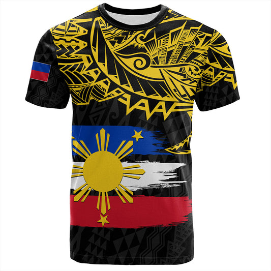Philippines Filipinos T-Shirt Tribal Polynesian Grunge Flag