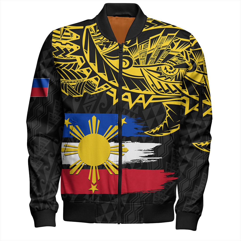 Philippines Filipinos Bomber Jacket Tribal Polynesian Grunge Flag