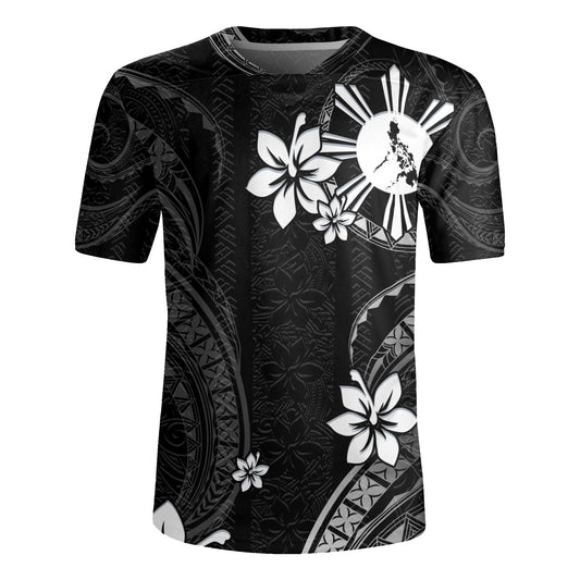 Philippines Filipinos Rugby Jersey Philippines White Hibiscus Flowers Tribal Pattern