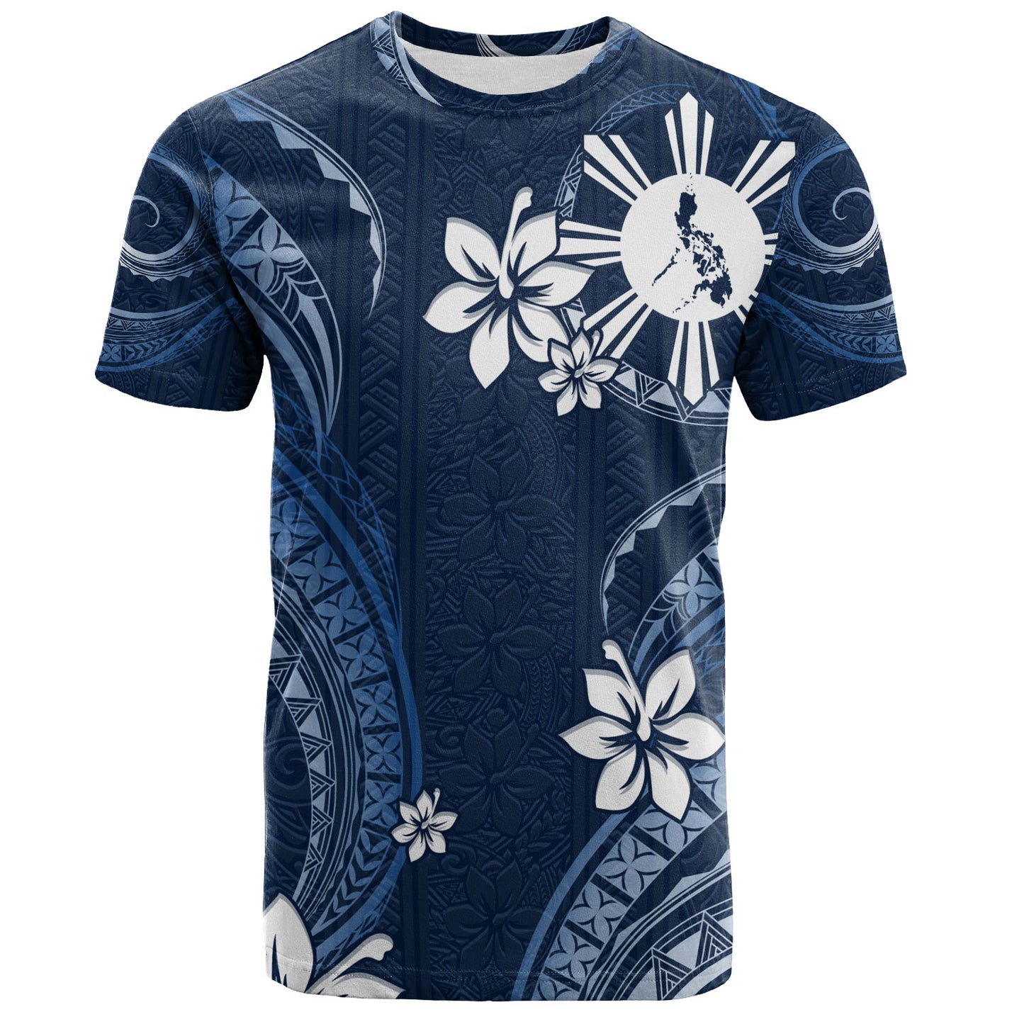 Philippines Filipinos T-Shirt Philippines White Hibiscus Flowers Tribal Pattern