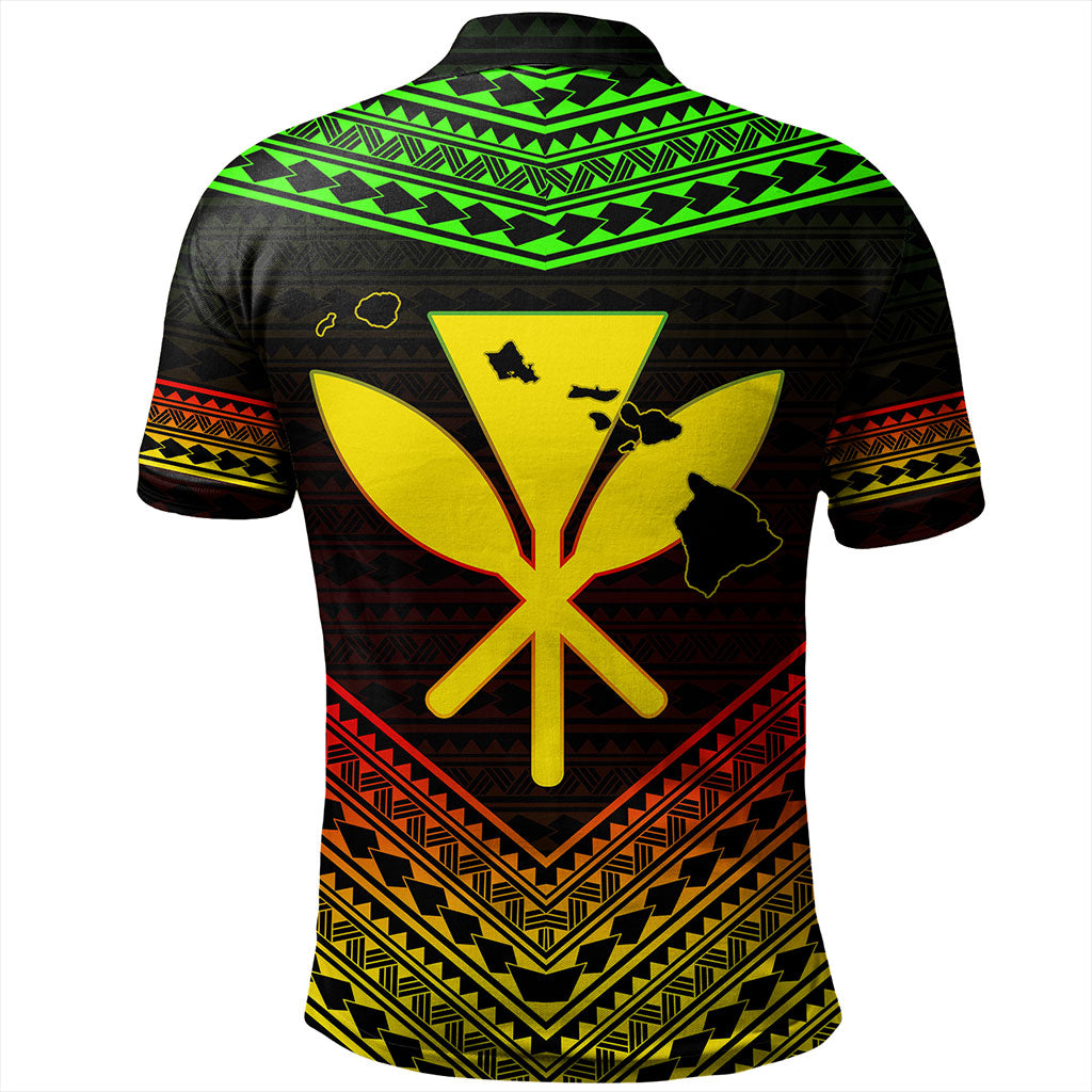 Hawaii Polo Shirt Polynesian Pattern With Map And Coat Of Arms