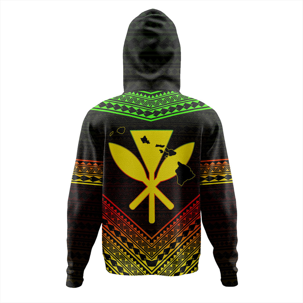 Hawaii Hoodie Polynesian Pattern With Map And Coat Of Arms