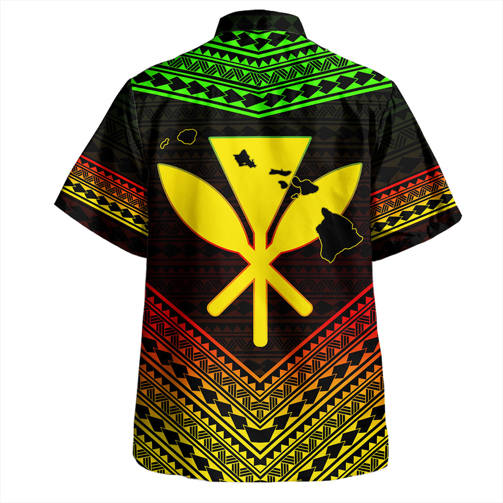 Hawaii Hawaiian Shirt Polynesian Pattern With Map And Coat Of Arms