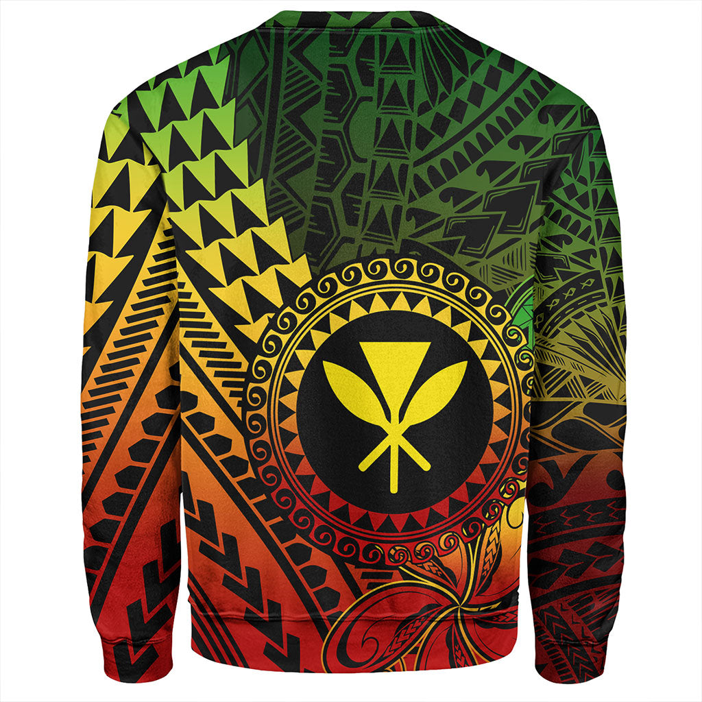 Hawaii Sweatshirt Polynesian Style With Coat Of Arms And Map