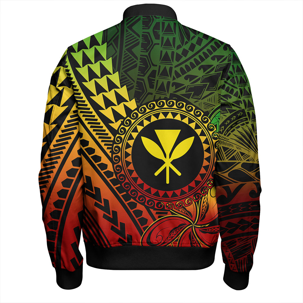 Hawaii Bomber Jacket Polynesian Style With Coat Of Arms And Map