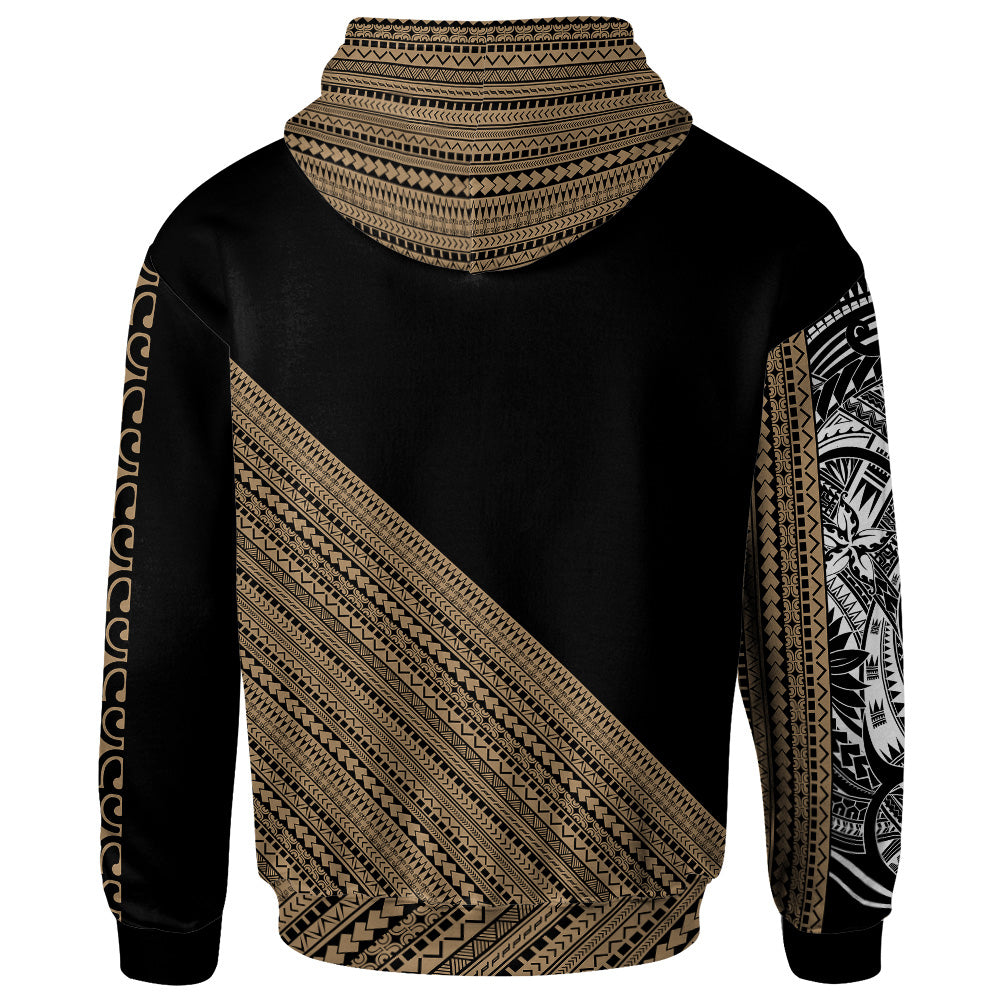 Philippines Custom Personalised Hoodie - Diagonal Pattern Gold