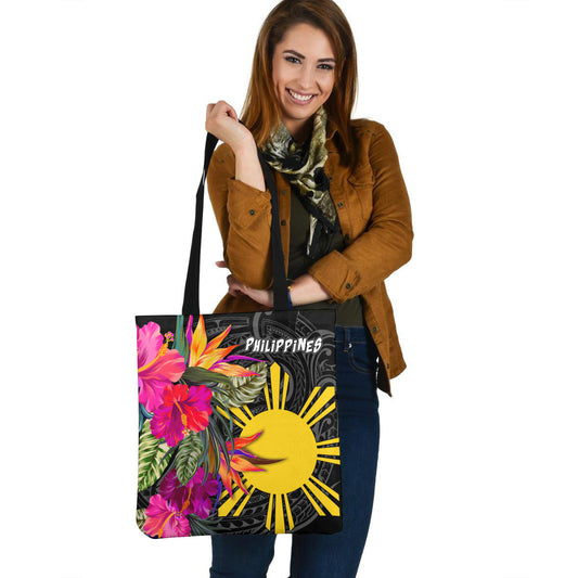 Philippines Custom Personalised Tote Bag Polynesian Hibiscus Pattern