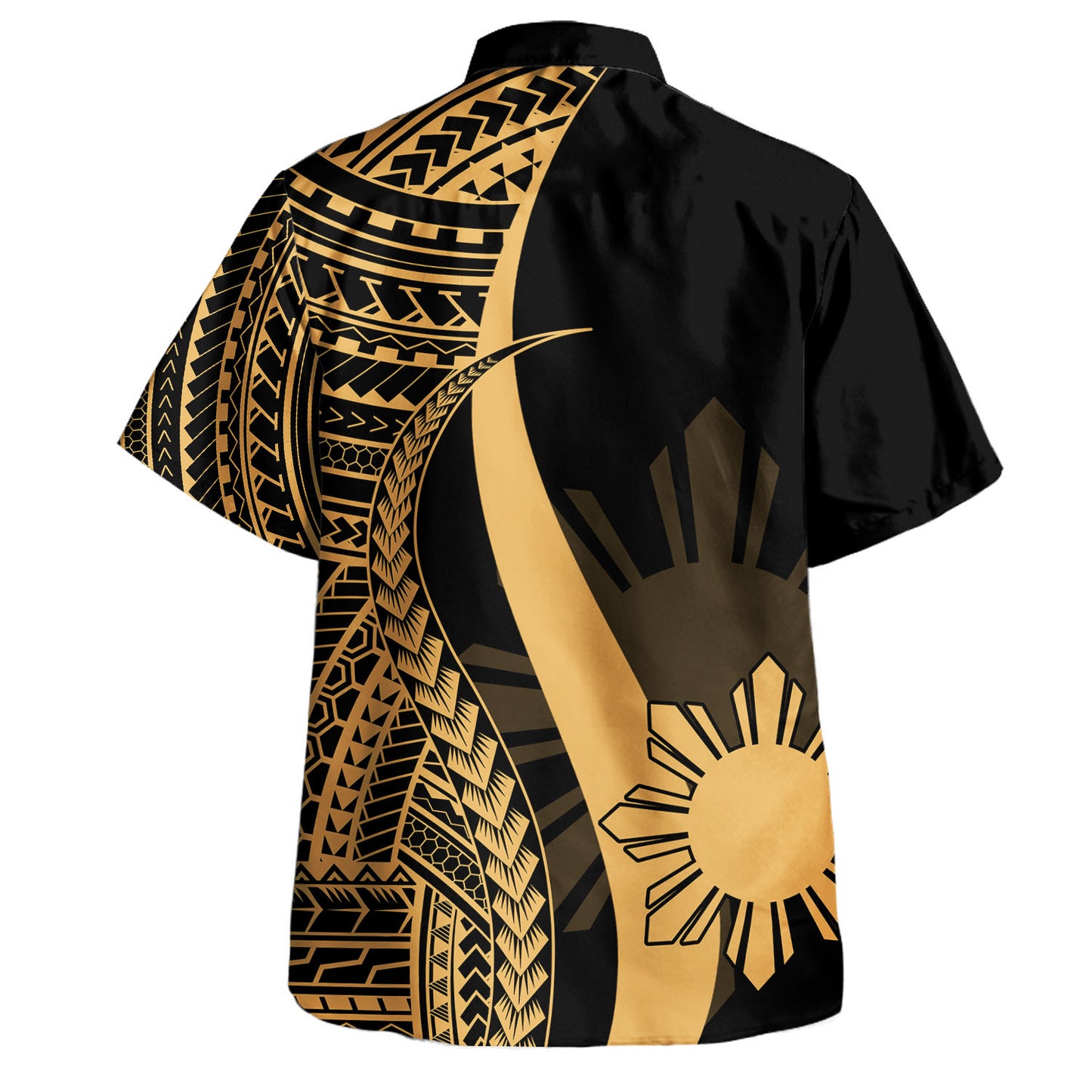 Philippines Combo Dress And Shirt - Polynesian Tentacle Tribal Pattern Gold